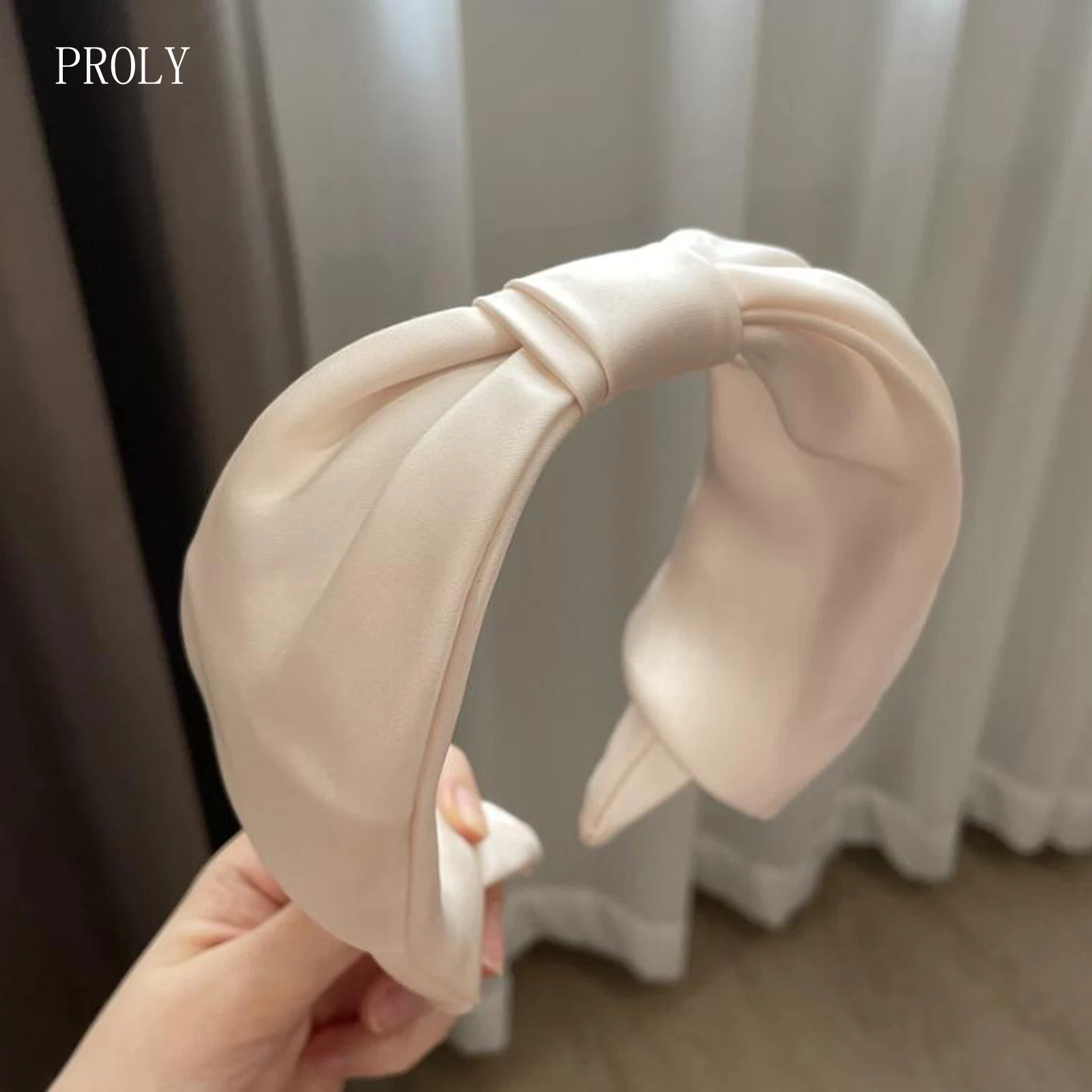 

PROLY Fashion Women Headband Wide Side Elegant Hairband Center Knot Turban Adult Solid Color Headwear Autumn Hair Accessories