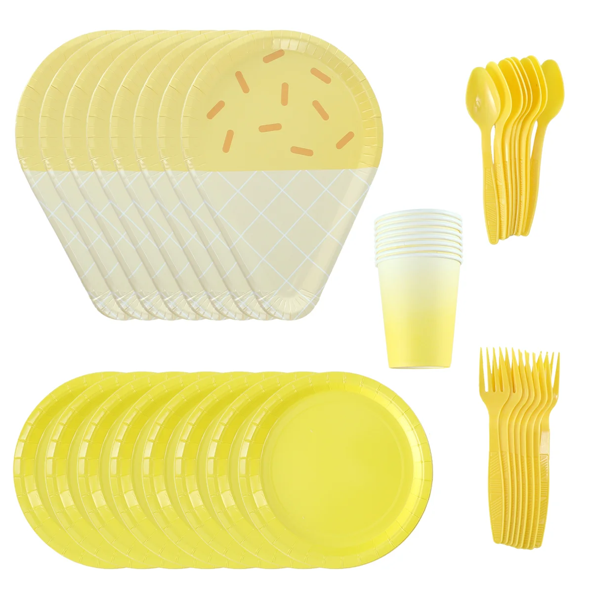 

Set Paper Plate Paper Cutlery for Party Ice Cream Party Ice Cream Party Tableware