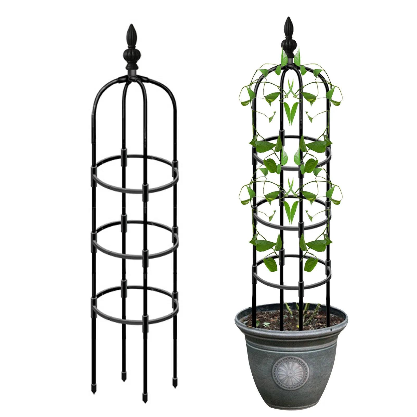 

Obelisk Plant Climbing Plant Vine Rack Plant Potted Support Frame Coated Steel Flower Vegetables Decorative Trellis Bracket