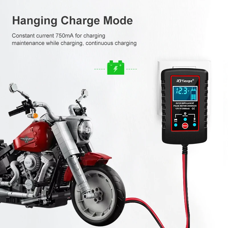 12V 6V Pulse Repair Car Battery Lead Acid Battery Charger for Kids Toy Car Motorcycle Charger LEB Digital 2A  Full Automatic