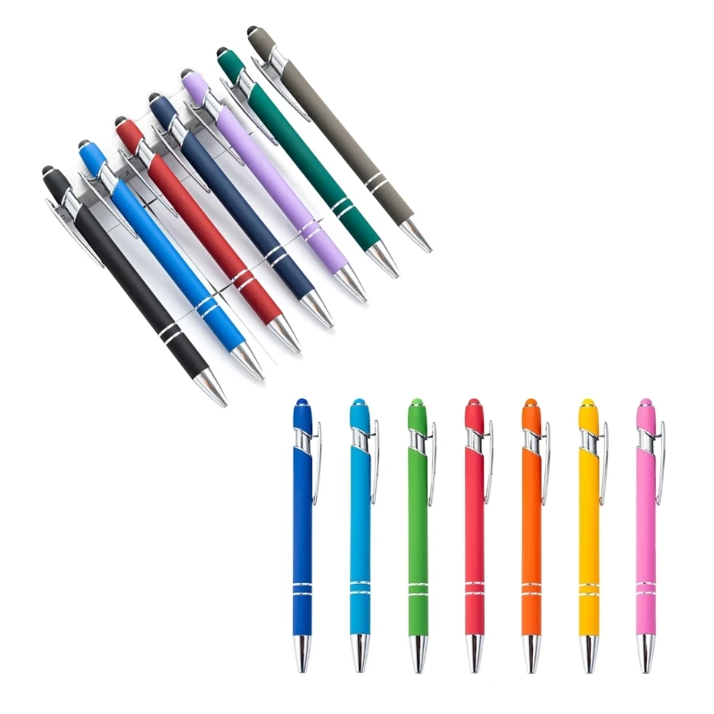 

7 Pieces Retractable Stylus Tip Ballpoint Pens 1.0mm Smooth Writing Pen Black Metal Pen Ball Point Pen Medium Point