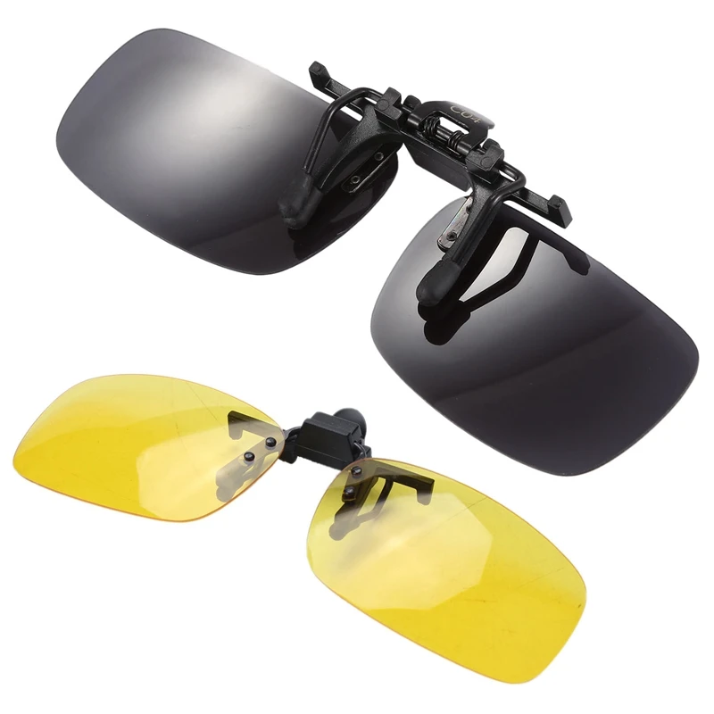 

Прямоугольные прозрачные желтые линзы без оправы с зажимом для ночного видения очки для вождения с поляризованными прямоугольными серыми линзами без оправы
