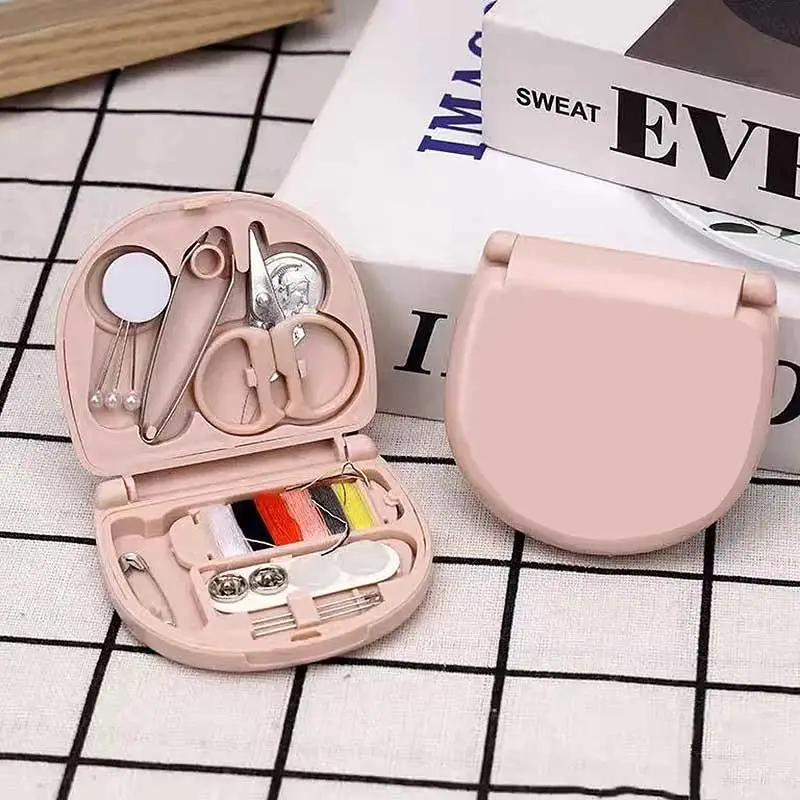 

1set Buttons Pins Storage Boxes Sewing Box Household Portable Travel Mini Sewing Kit Scissor Thimble Needle Threads Box Set