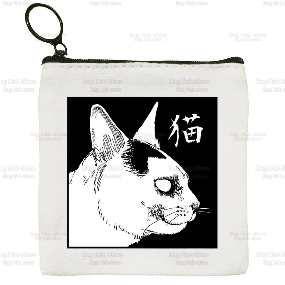 Junji Ito Tomie Shintaro Kago Horror Japan Manga Canvas Coin Purse Canvas Bag Small Square Bag Key Storage Bag Card Coin Bag