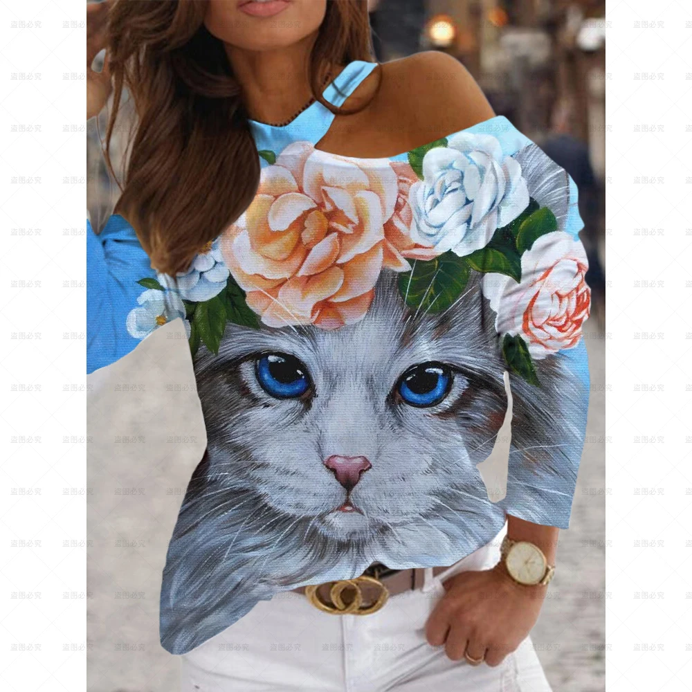 

Popular Women's Leopard Cat Strap Neck T-shirt Top Vest Summer Cocktail Party Beach T-shirt Casual Street Top T-shirt