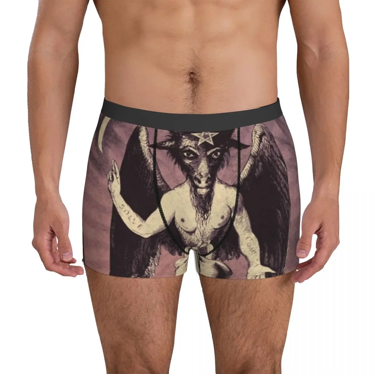 Baphomet Underwear witchcraft illuminati occult goat Males Panties Printing Breathable Trunk High Quality Shorts Briefs Big Size