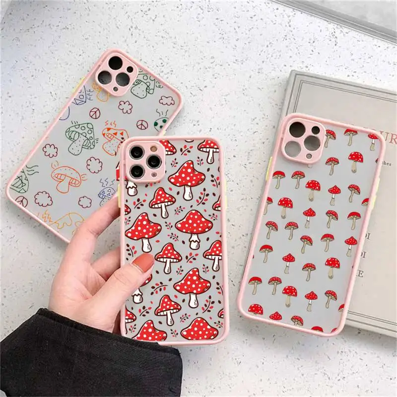 

Mushroom cute cartoon Phone Case matte transparent For iphone 14 11 12 13 plus mini x xs xr pro max cover