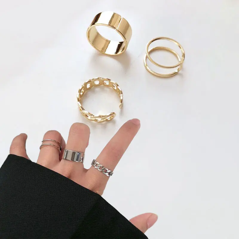 

Trendy Vintage Metal Rings Set Opening Ring for Women Men Luxury Jewelry 2022 New Korean Fashion Wedding Party Set Accessories