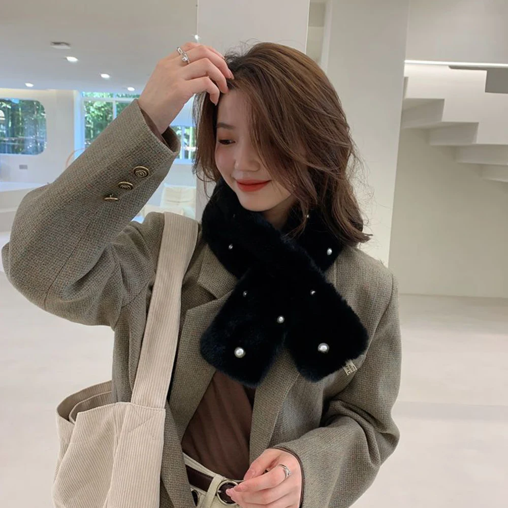 Пушистые пушистые шарфы дизайнерский воротник из искусственного кроличьего