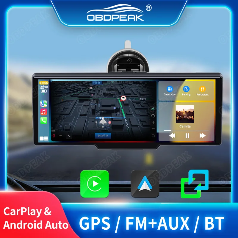 Universal 10.26 Inch Car Mirror Video GPS Navigation Wireless CarPlay & Android Auto 5G WiFi AUX Mirror Link BT Protable Player