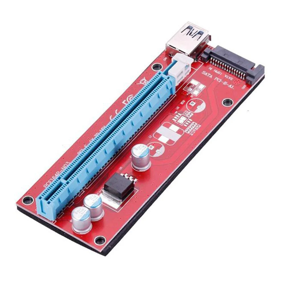 10 шт. Райзер-карта VER007S PCI-E 007S PCIE 1X до 16X 15 контактов SATA 60 см USB 3 0