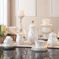 gold inlay bone china coffee set europe porcelain tea set ceramic pot creamer sugar bowl teapot coffee cup tea mug coffeeware