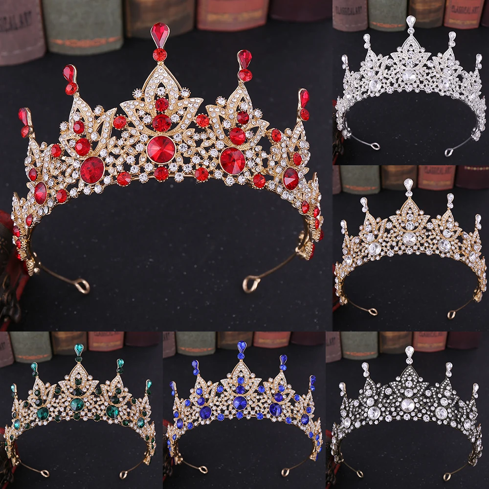 

Baroque Vintage Wedding Hair Accessories Crystal Rhinestone Tiaras And Crowns Bride Queen Princess Half Diadems Women Jewelry
