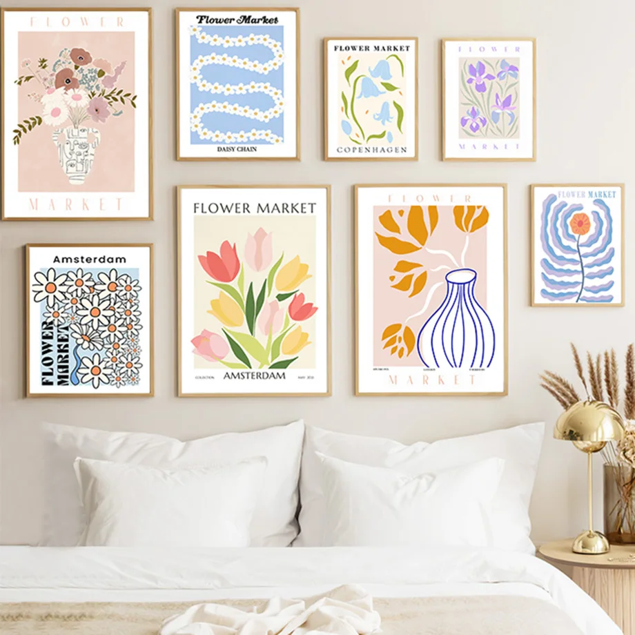 

Свежие минималистичные Цветочные постеры и принты в скандинавском стиле, настенная живопись на холсте, абстрактные настенные картины для декора гостиной