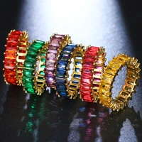 luxury multicolor eternity promise crystal ring new trend cubic zircon wedding engagement rings for women female fashion jewelry