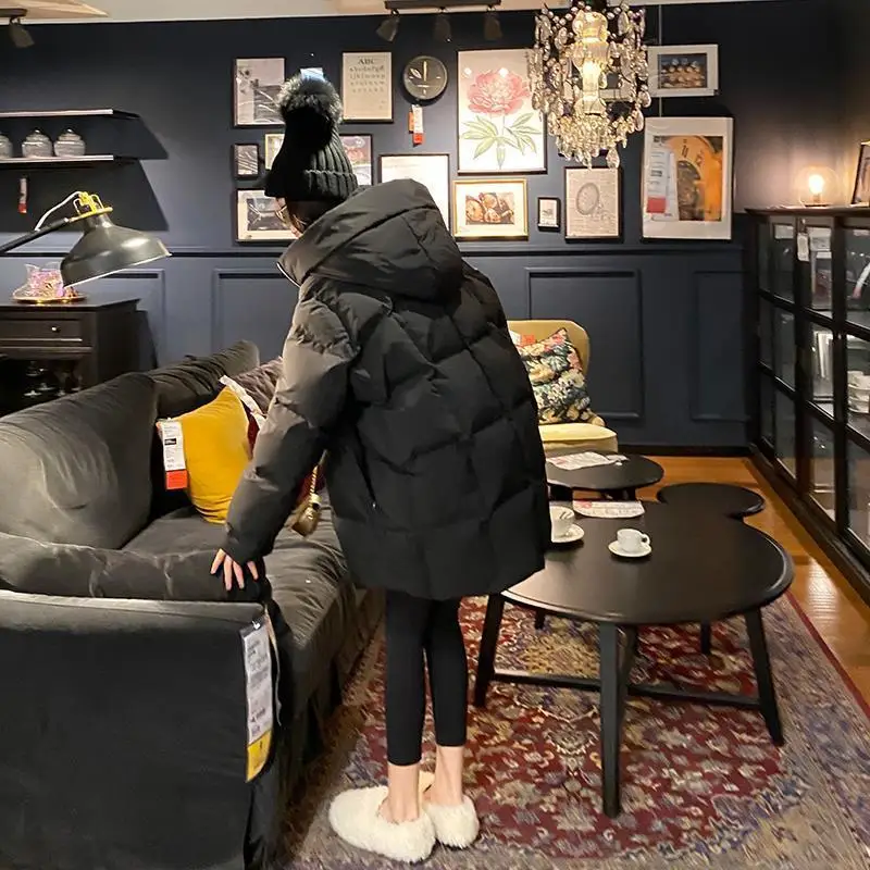2021 New Kawaii Korean Style Coat Loose Warm Thick Winter Mid-length Bread Coat Jacket Tide Down Cotton Jacket Women Students