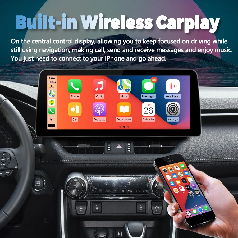 

Головное устройство мультимедийное Carplay, 128 ГБ, экран 12,3 дюйма 1920*720, Android 13, автомобильный видеоплеер, радио, стерео, для Toyota RAV4 2020-2021, GPS