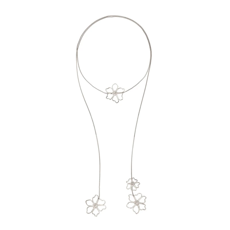 160cm Fashion floral long necklace multi-way wearing collars retro temperament floral attendance cocktail earrings