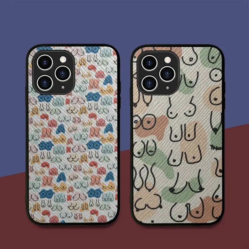

Boobs Art Print Phone Case Hard Leather Case for iPhone 11 12 13 Mini Pro Max 8 7 Plus SE 2020 X XR XS Coque