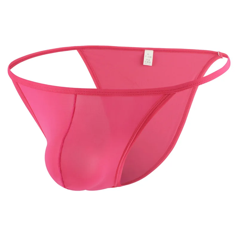 Men's Briefs Nylon Thin String Breathable Ice Silk Panties High Fork Underwear U convex Sexy Male Lingerie Comfortable Panty 3XL