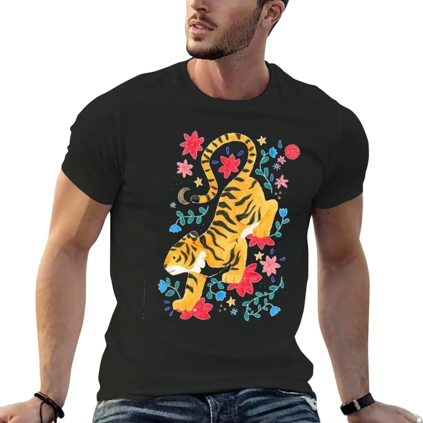 Футболка Best of Tiger with Flowers винтажные футболки с рисунком хлопковая футболка для