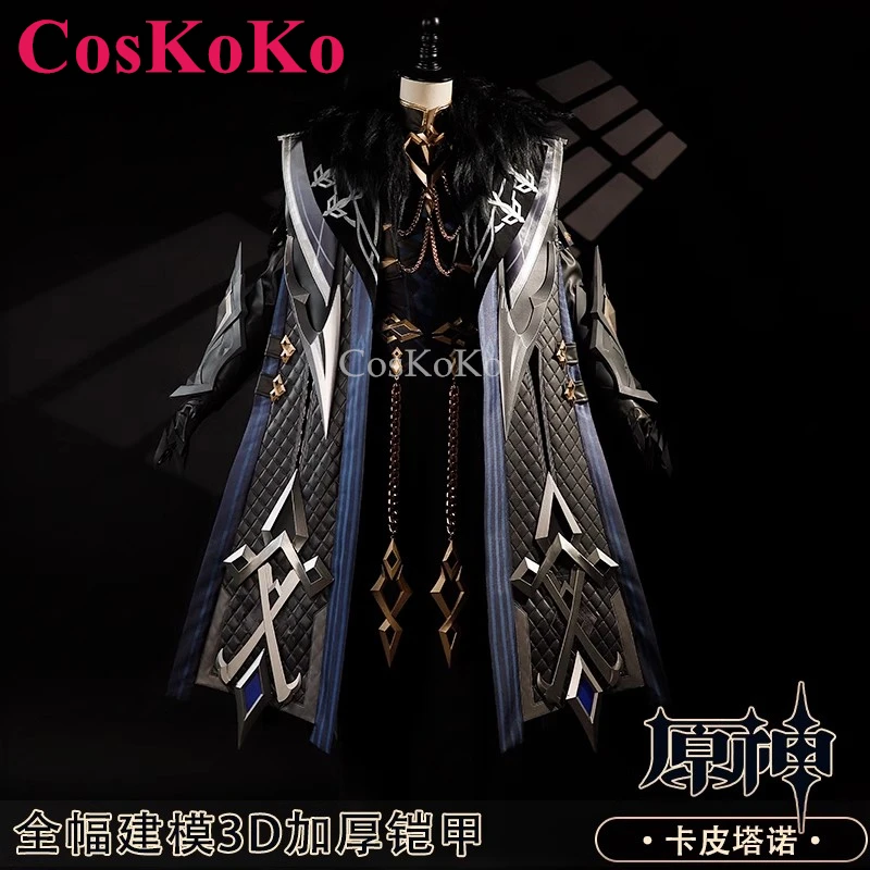 CosKoKo Il Capitano Косплей Игра Genshin Impact Костюм Fatui Модная Униформа Плащ Полный Комплект