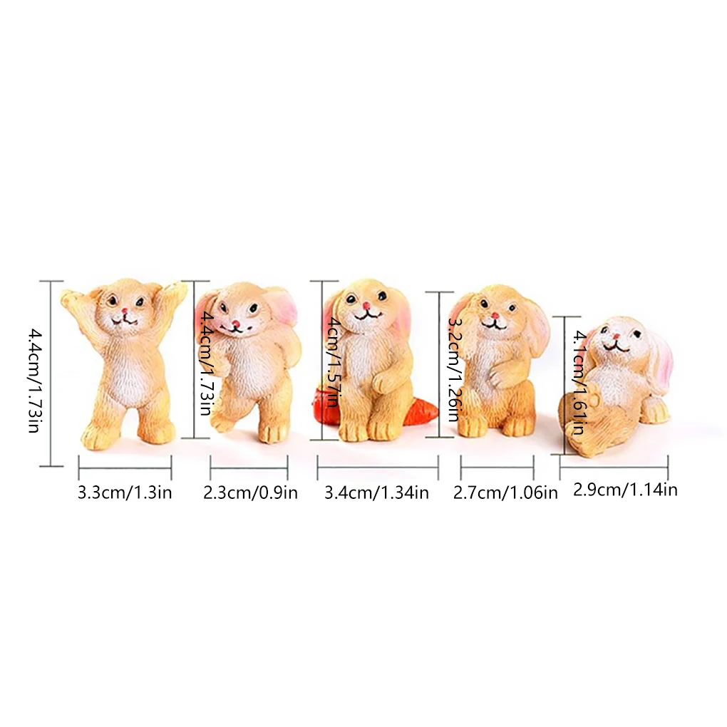 

5 Pieces Rabbits Garden Figurines Resin Table Decor Outdoor Easter