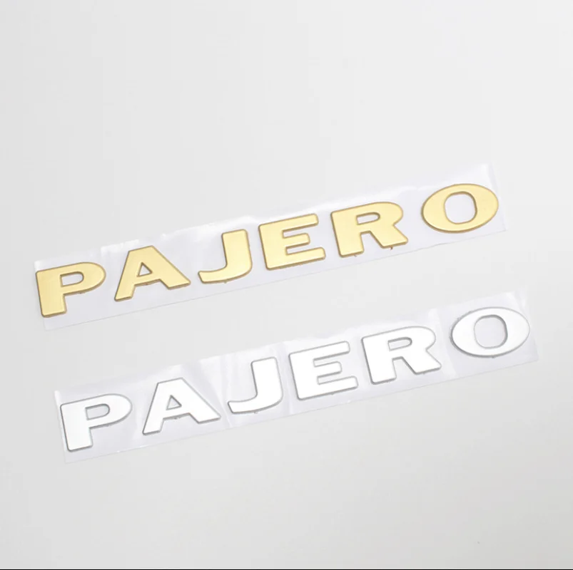 

Gold Silver ABS Letters Pajero Logo Rear Trunk Emblem Badge Side Fender Sticker Decals for Mitsubishi V31 V32 V33 V43