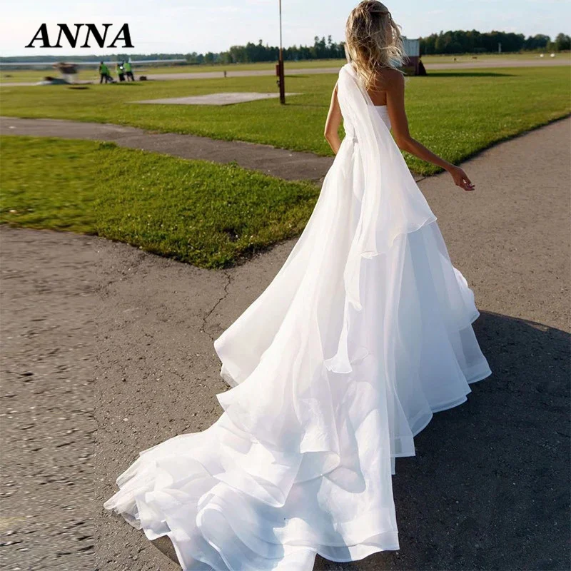 Женское свадебное платье на одно плечо Anna Beauty элегантное ТРАПЕЦИЕВИДНОЕ ПЛАТЬЕ С