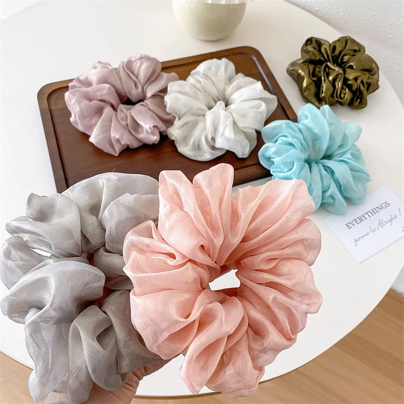 

Summer Solid Organza Scrunchie Hair Bands Women Girls Elegant Oversized Elastics Ponytail Holder Hair Ropes Hair Accessories