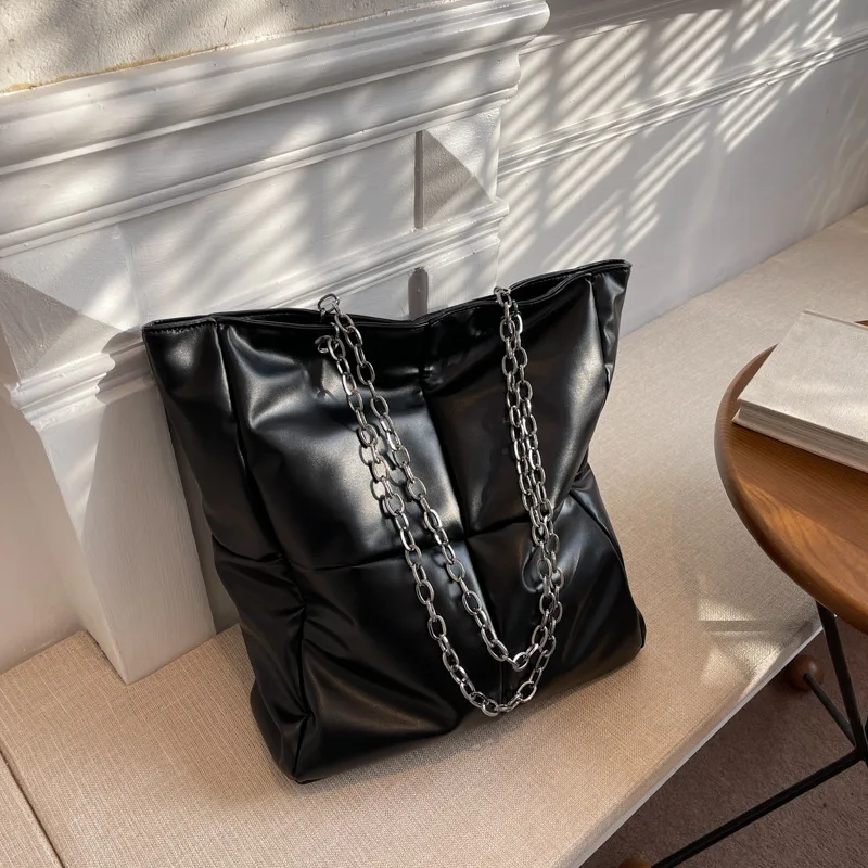 

Вместительная пуховая куртка с хлопковой подкладкой, женская сумка, брендовая сумка 2021, новая текстурная сумка на цепочке, зимняя натуральн...