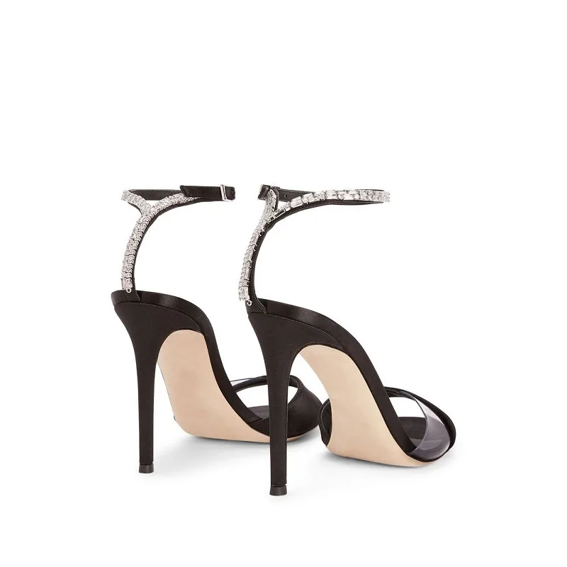 

Summer new silk surface PVC stitching fashion stiletto high-heeled sandals banquet dress all-match sexy catwalk women's shoes