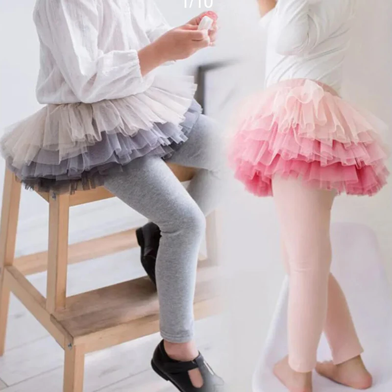

Autumn Winter Korean Kids Girls Leggings Plus Velvet Skirt-Pants Cake Legging Children Skinny Mesh Cotton Boots Pants New 2023