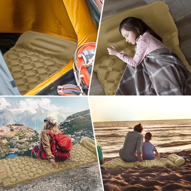Outdoor Inflatable Mattress Ultralight Sleeping Pad for Camping Built-in Pump Air Mat with Pillow Hiking Backpacking Travel 6