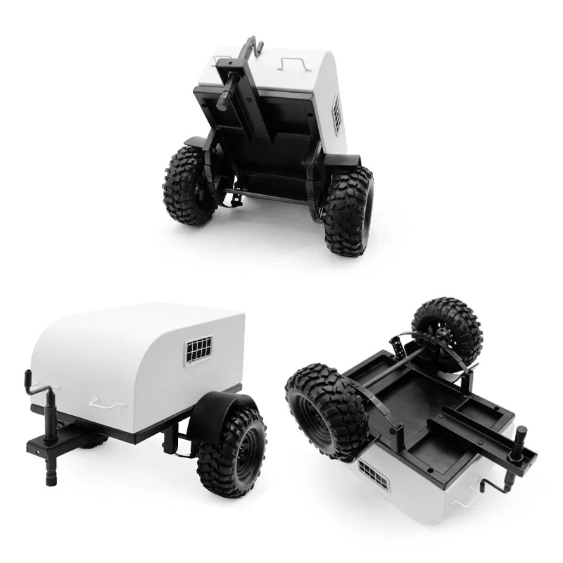 Радиоуправляемая модель металлического белого прицепа с коробкой для 1/10 RC