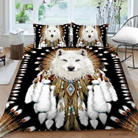 wholesale european pattern hot sale soft bedding set 3d digital feather wolf printing 23pcs duvet cover set esdeeuus size
