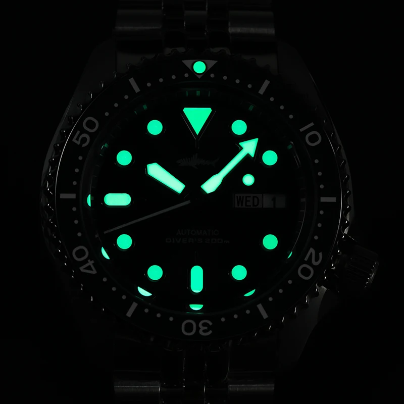 Фото HEIMDALLR SKX007 Мужские часы NH36 Автоматические механические часы из стали 316L с сапфировым стеклом C3 Супер светящиеся 200 м Водонепроницаемые наручные часы для дайвинга №5
