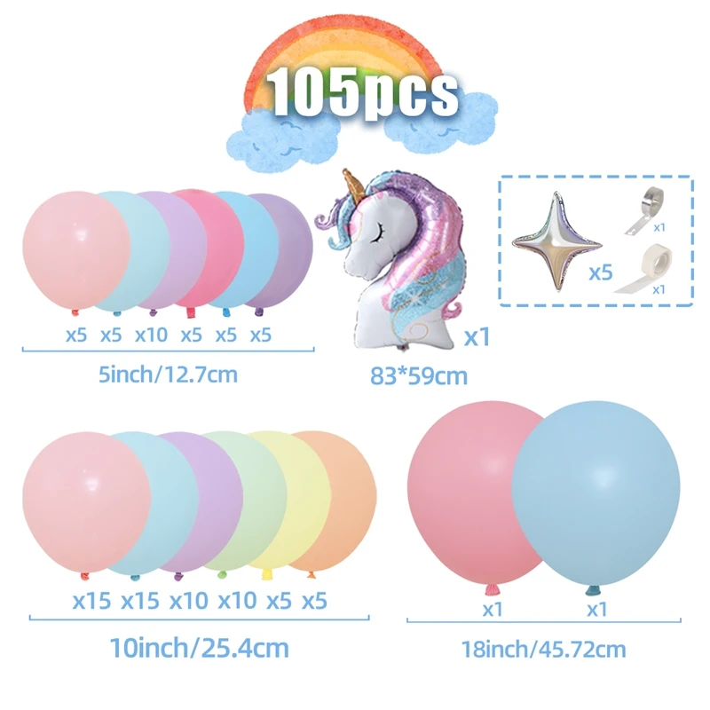 Воздушные шары Macaron с единорогом гирлянда арочный комплект раскрытие пола декор