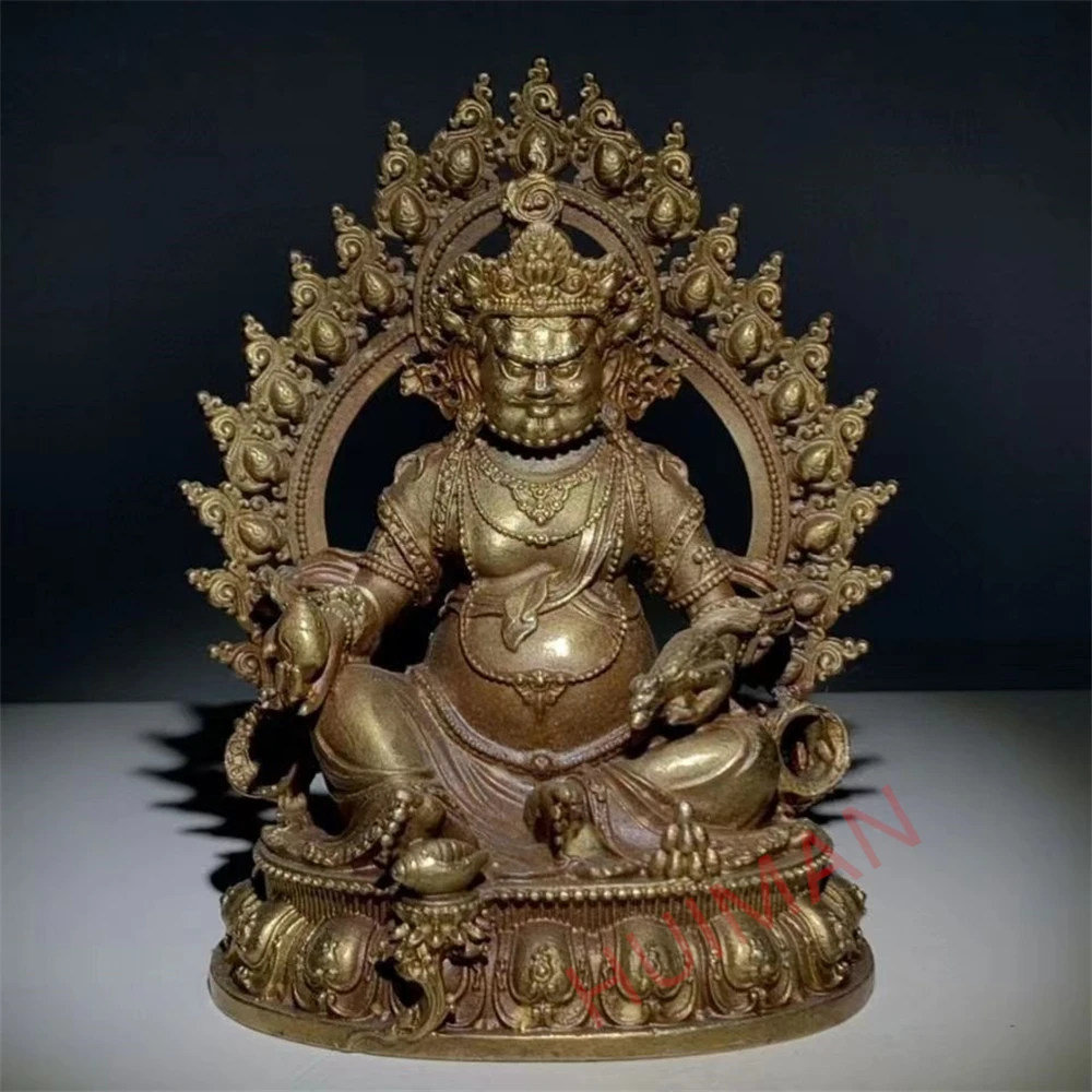 

China Elaboration Brass Statue Geomantic Wealth Auspicious Huang Caishen Bodhisattva Buddha Metal Crafts Home Decoration