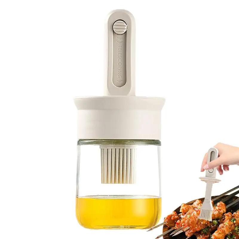 

Portable Barbecue Silicone Oil Brush Bottle With Retractable Brush And Lid For Kitchen BBQ Pancake Household Kitchen Use