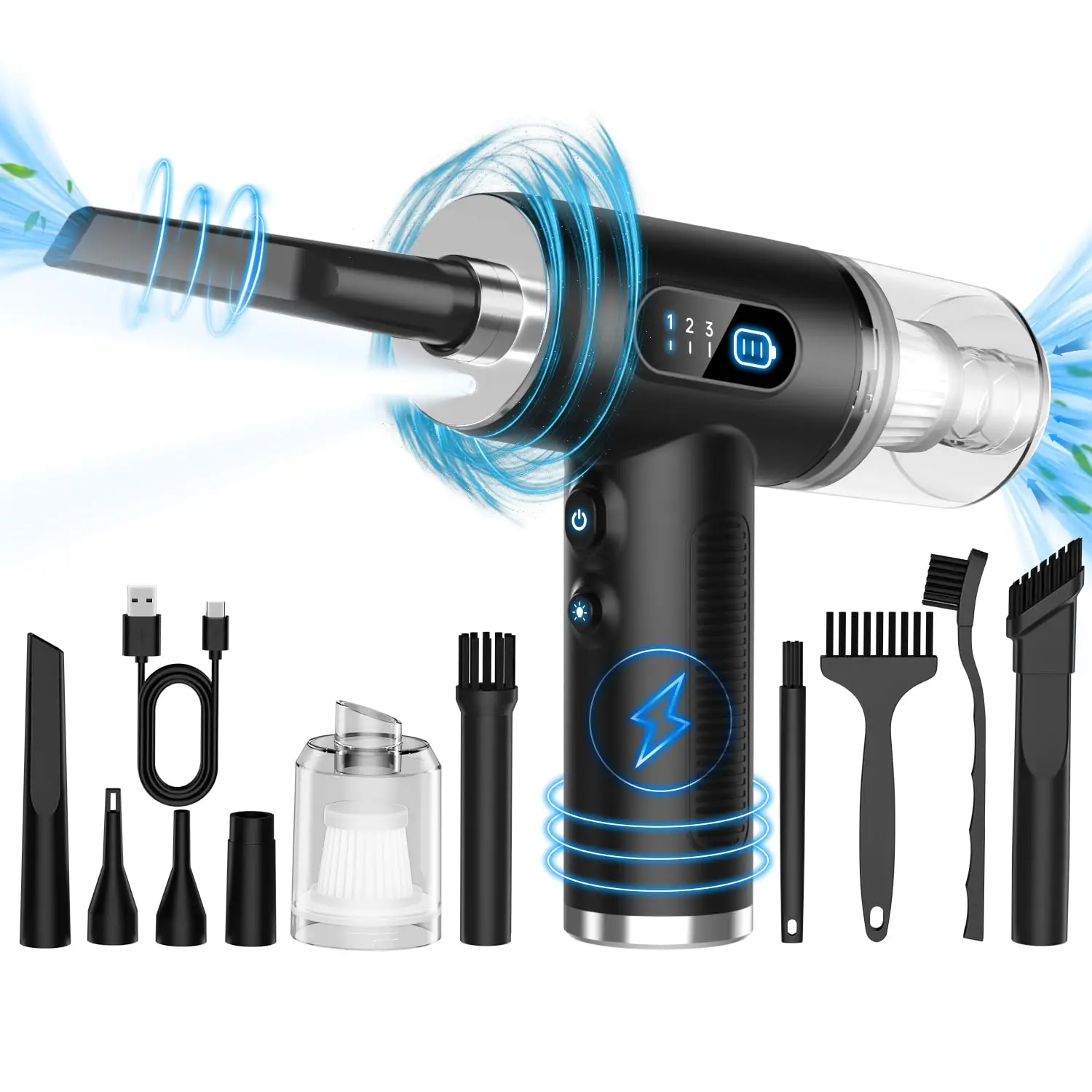 

Car Vacuum Cleaner 3 Gear 50000RPM Electric Vacuum Cleaner Air Duster with LED Light Compressed Air Duster Keyboard Auto Cleaner