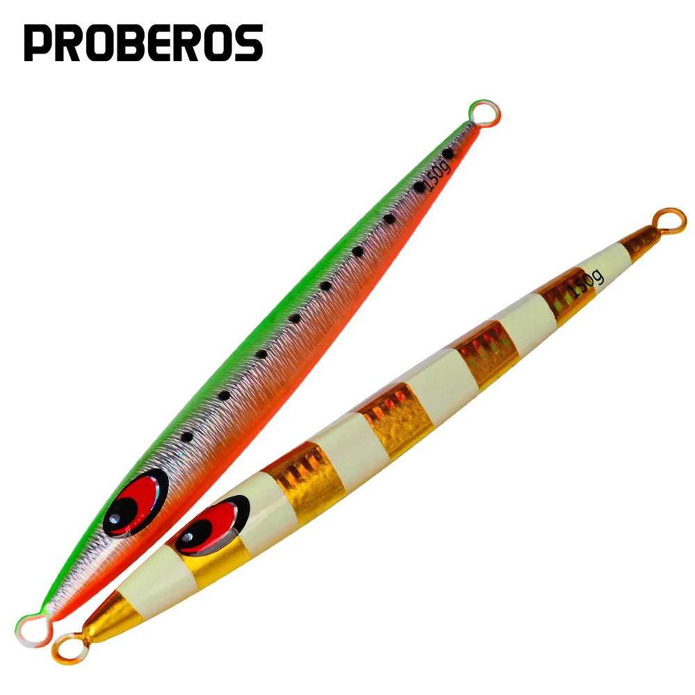 

PROBEROS 5PCS SLOWER Long Metal Jig Fishing Lures 150g-200g-250g Slow Cast Jigging Spoon Artificial Shore Casting Bait Sea Pesca