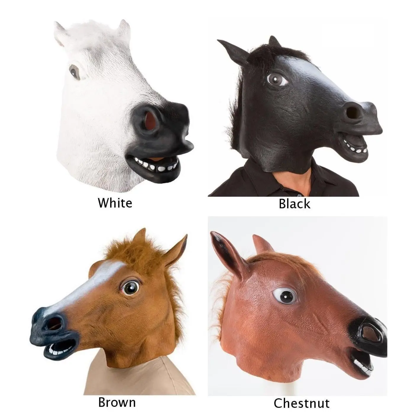 

Cosmask Brown Horsehead Mask Cosplay Halloween Mask Horseshoe Suit Latex Mask Horror Mask Full Face Horse Headgear Party Mask
