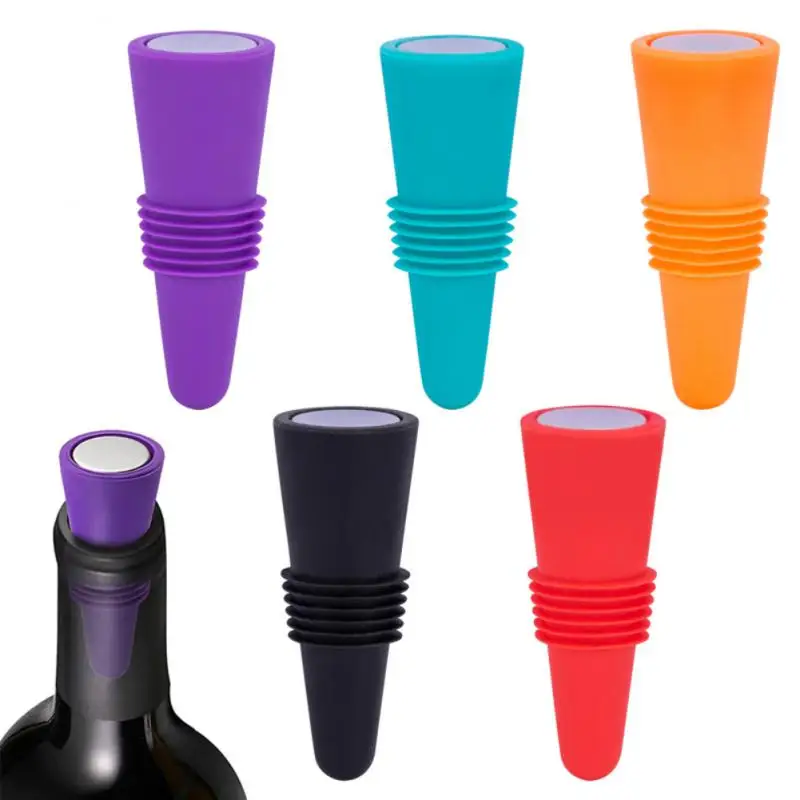 

Silicone Wine Bottle Stopper Beer Cap Stopper Cork Sparkling Leak Proof Champagne Bottle Sealer Stoppers Wine Bar Accessories