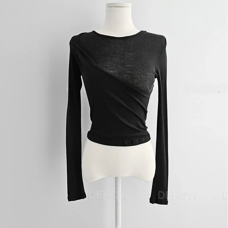 Kink Design Camisetas с длинным рукавом Ropa Mujer 2024 женские топы круглым вырезом