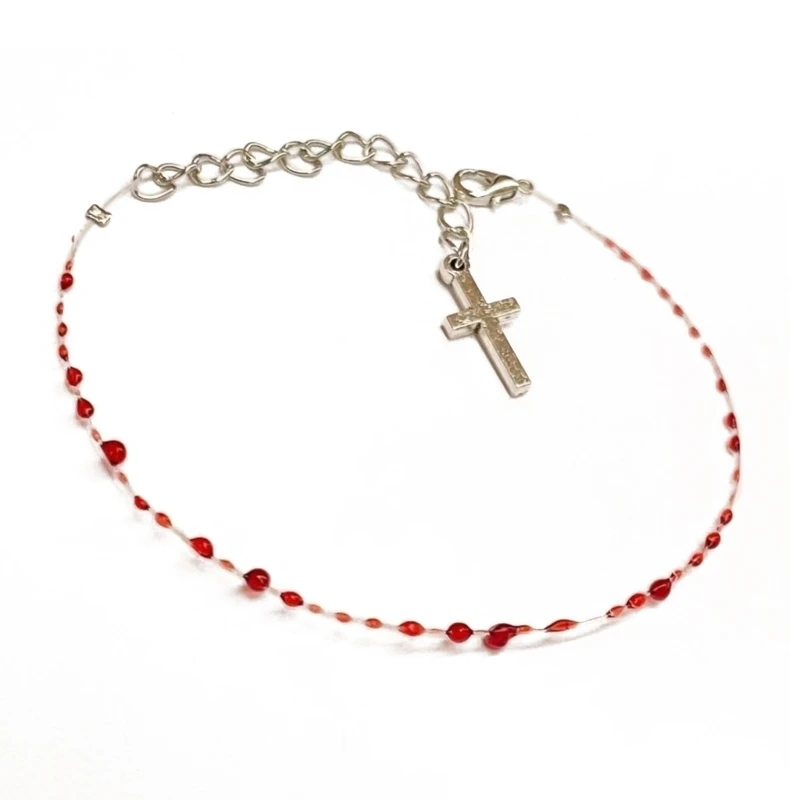 Gothic Punk  Pendant Red Blood Drop Bracelet Bangle for Adult Cool Hip Hop Bracelet Statement Jewelry Accessories