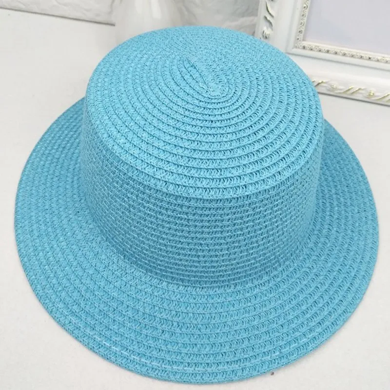 

Шляпа женская Соломенная Складная с широкими полями, однотонная пляжная шапка от солнца, с плоским верхом, с защитой от ультрафиолета, карамельных цветов, лето