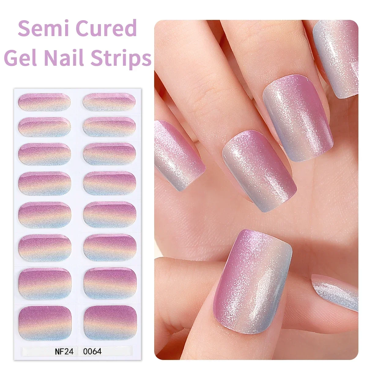 16 наконечников полузатвержденные гелевые наклейки для ногтей клейкие