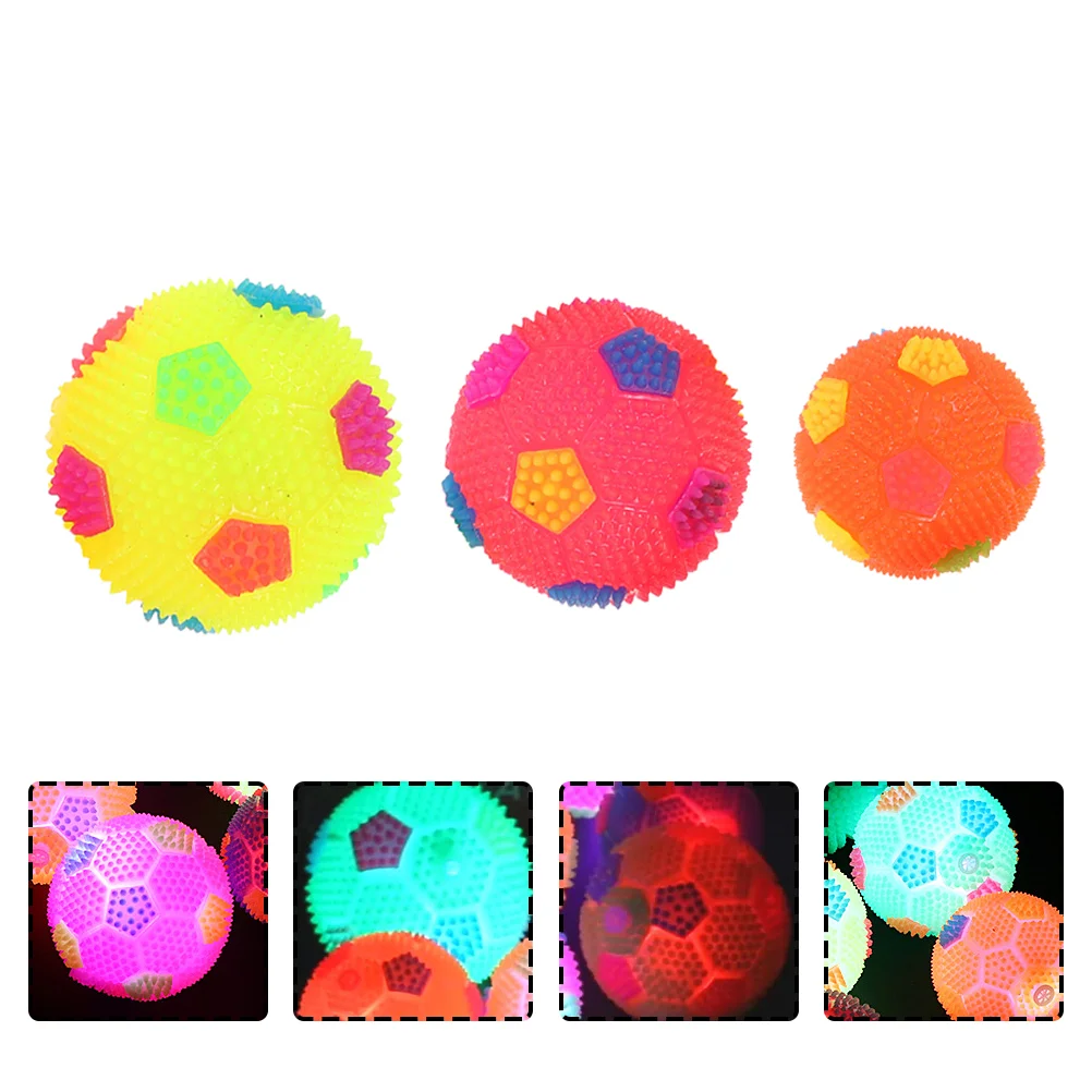 

3 Pcs Flash Football Toy Colored Plastic Bouncy Mini Kids Multi-purpose Lighting Toys Squeeze Flashing Sounding Beach