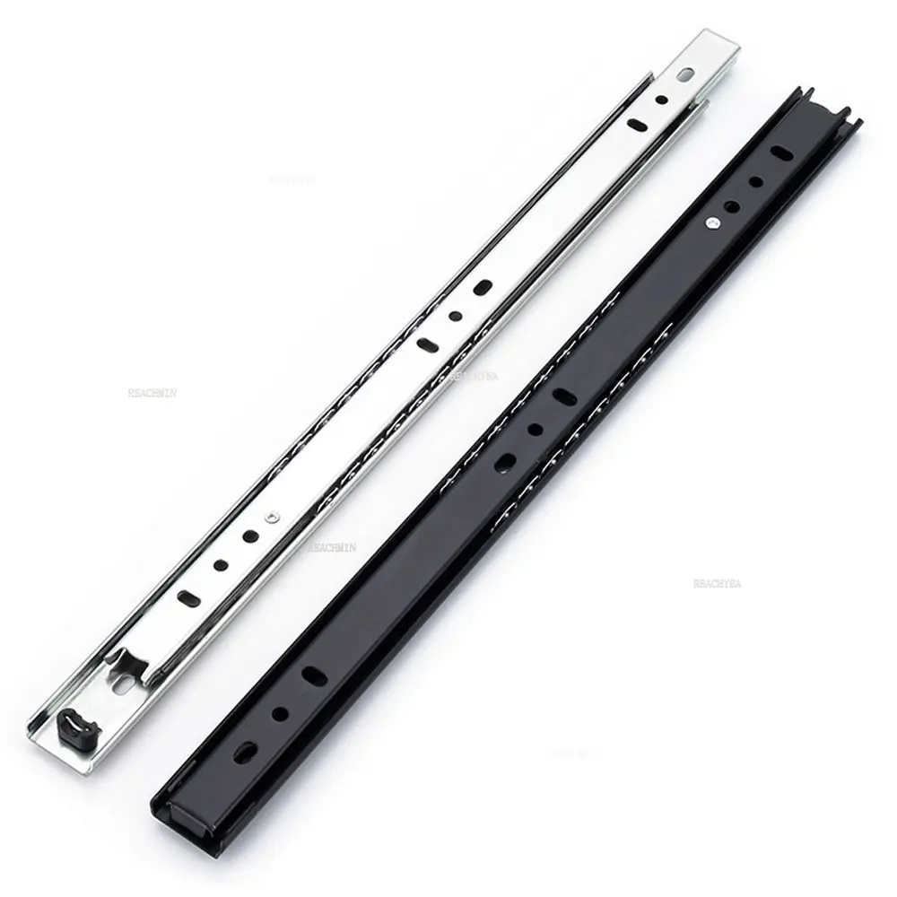 Drawer Slide Rail Black Thicken Two-sections Slide 8 Inch-20 Inch Ball Guide Drawer Slide Furniture Hardware Fittings